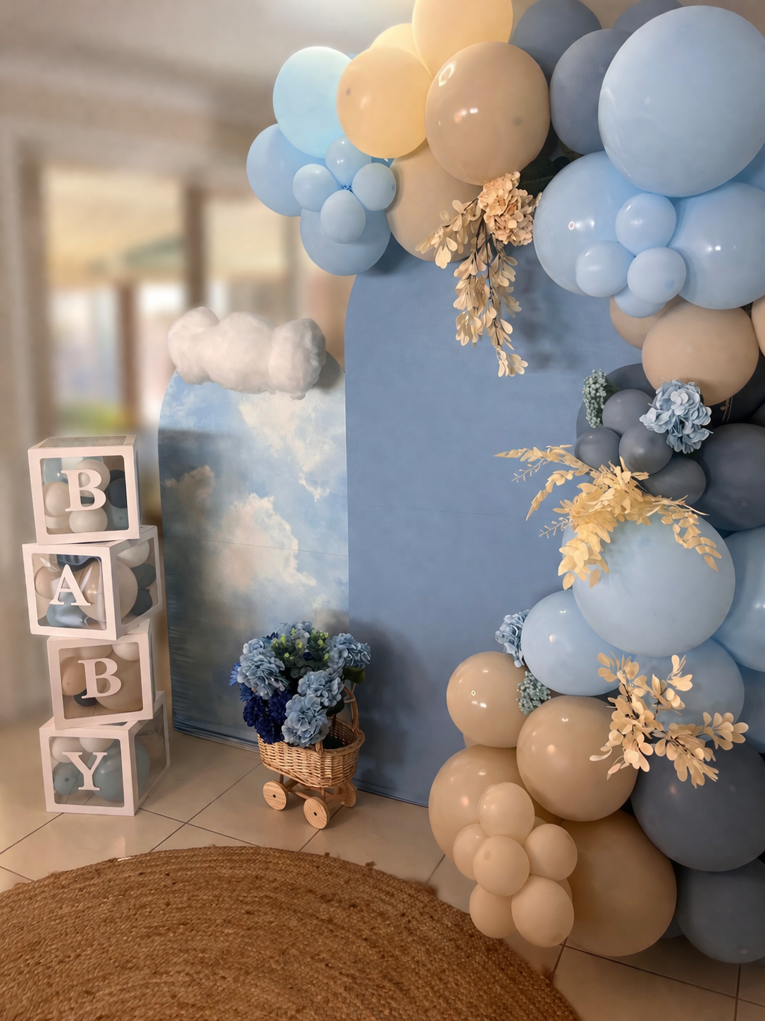 Baby Blue Dreams Collection balloon backdrop